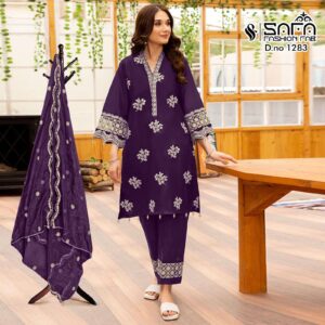 Exclusive Cotton Unstitched Skin Print High Quality Three Piece dress For Women